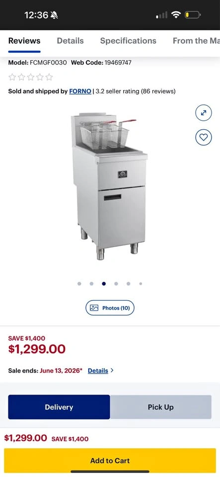 Brand New Commercial Deep Fryer (Forno) 🔥