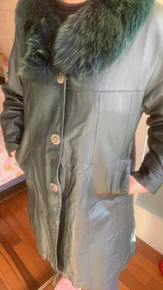 Vintage Genuine Cowhide Leather Long Coat - photo 3