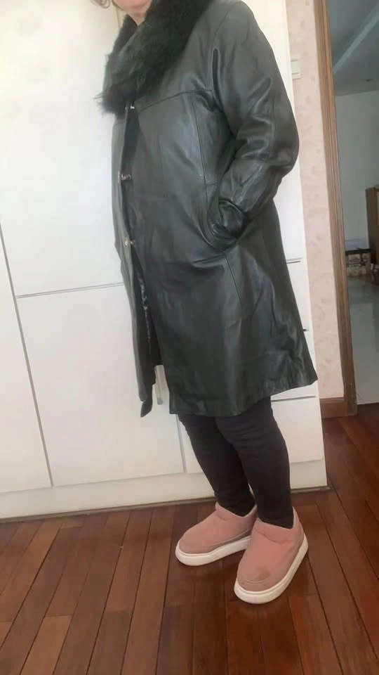 Vintage Genuine Cowhide Leather Long Coat - photo 5