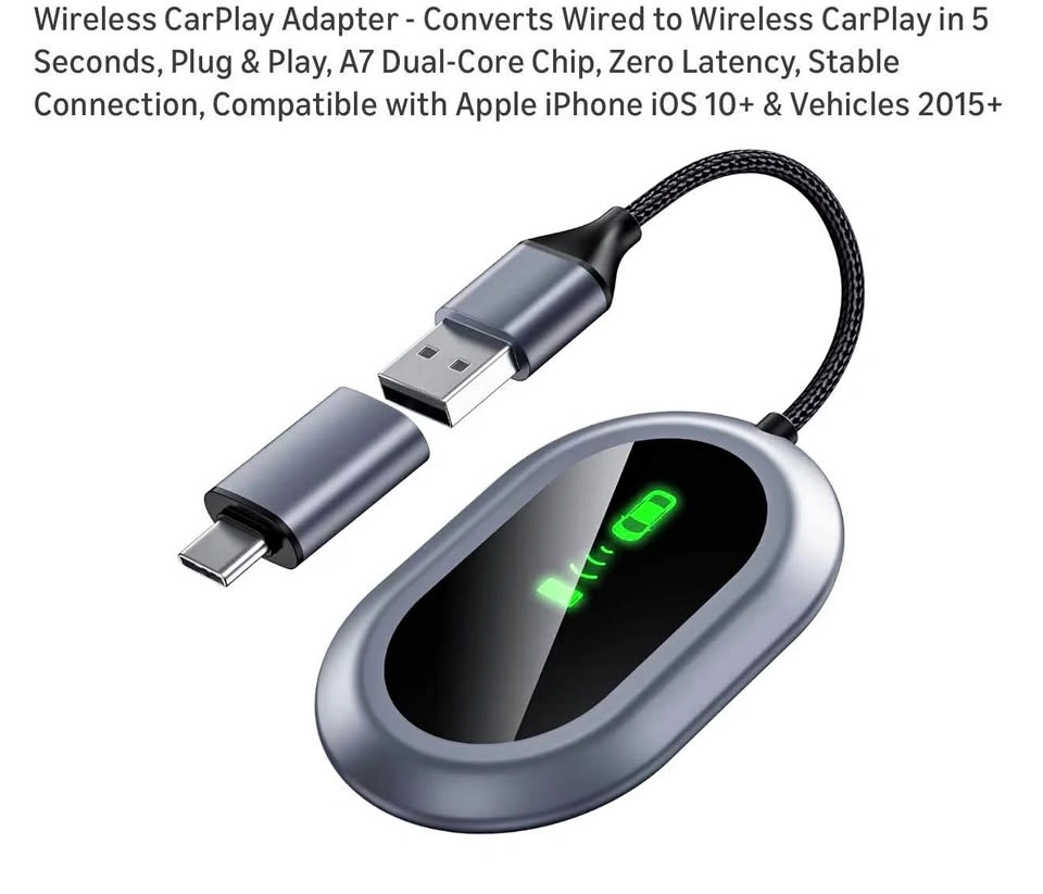 Wireless CarPlay Adapter (iPhone iOS 10+, 2015+ Vehicles)
