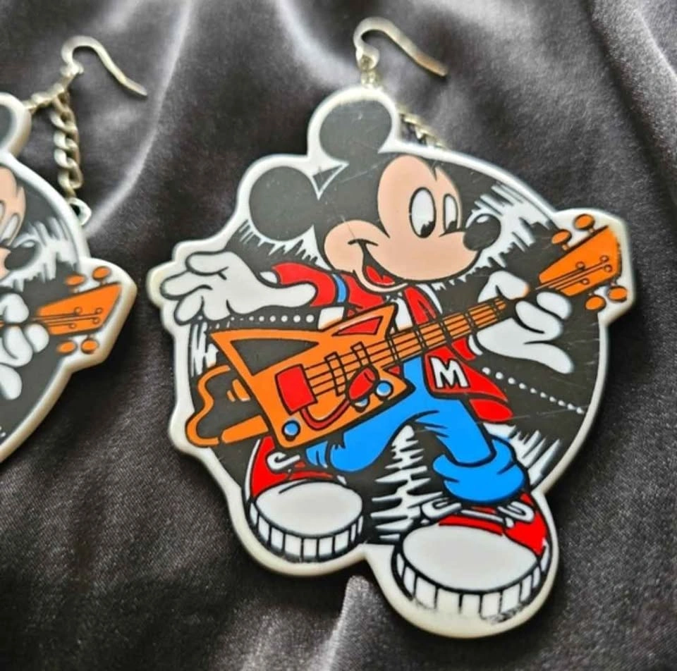 Vintage 1990 Mickey Mouse Guitar Earrings - photo 2