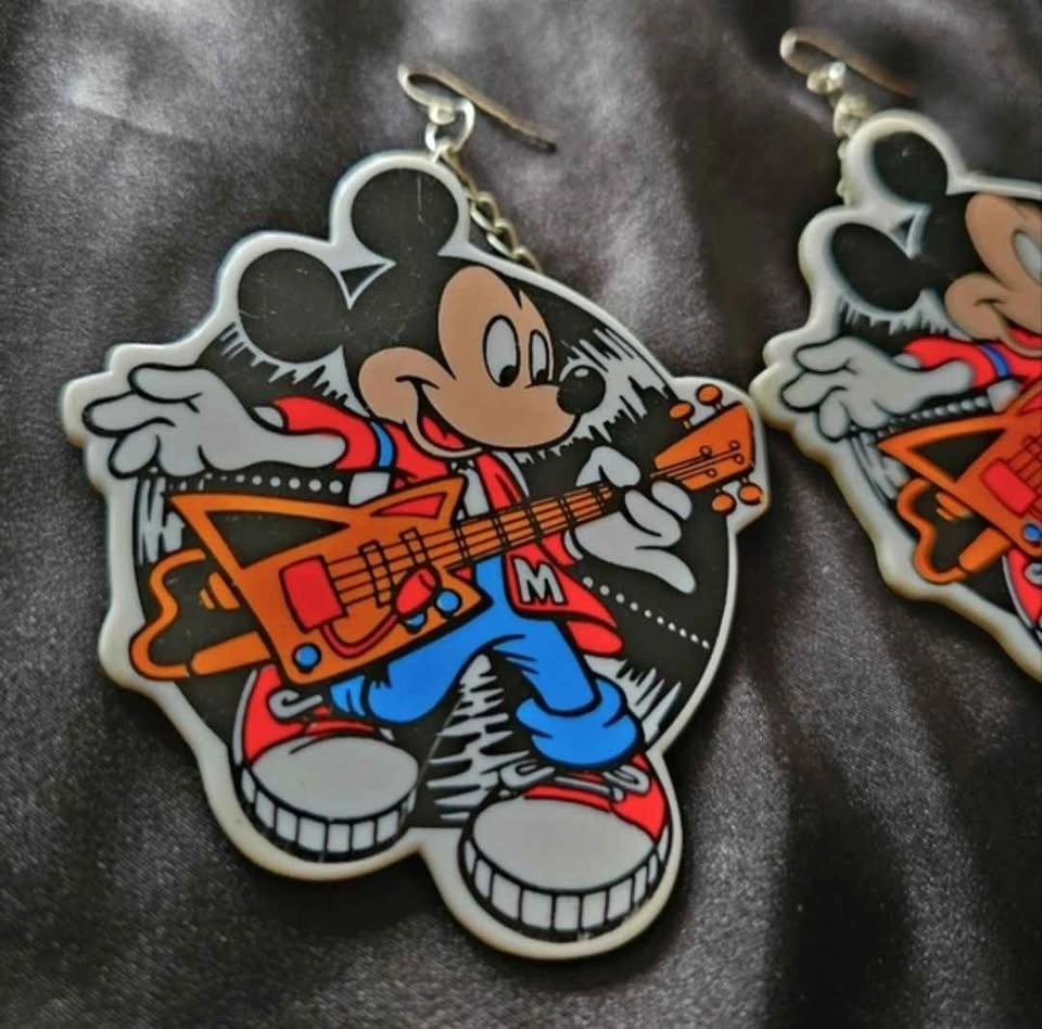 Vintage 1990 Mickey Mouse Guitar Earrings - photo 3