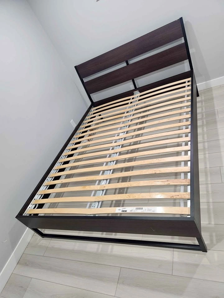 Queen IKEA Bed Frame + Luroy Slats (Dark Brown)