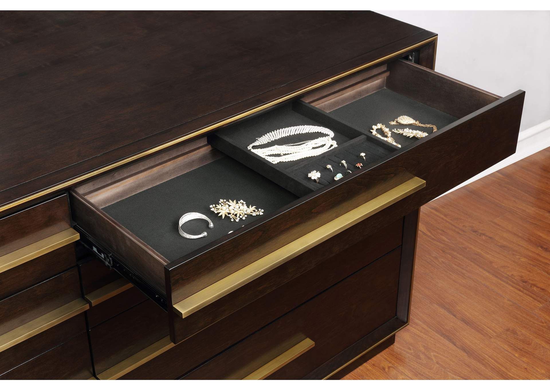 Smoked Peppercorn Bedroom Set: Dresser, Mirror, 2 Nightstands - photo 5