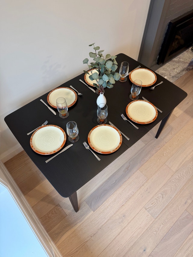 MCM Krug Solid Elm Extendable Dining Table – Ebony Finish