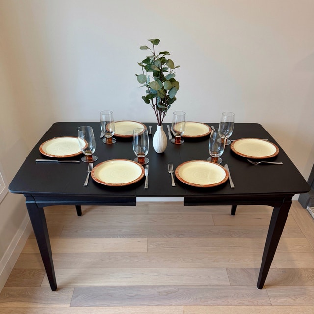 MCM Krug Solid Elm Extendable Dining Table – Ebony Finish - photo 4