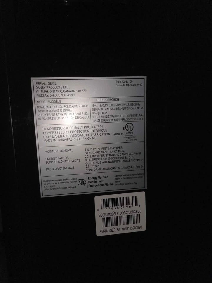 Danby 70 Pint Dehumidifier (DDR070BBCBDB) Works Great - photo 2