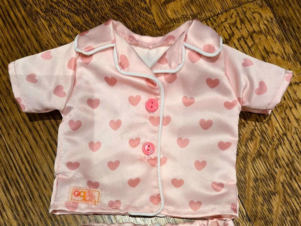 18" American Girl Doll Pink Heart Pajama Set + Slippers - photo 3