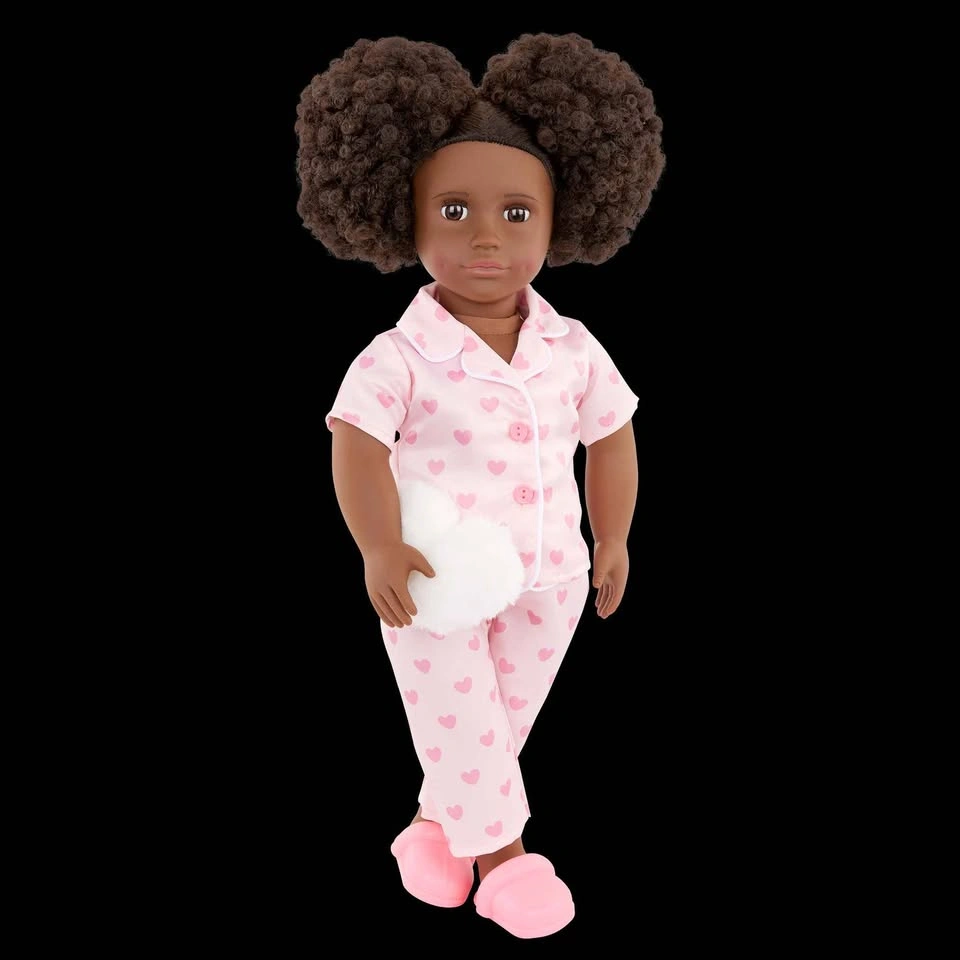 18" American Girl Doll Pink Heart Pajama Set + Slippers - photo 5