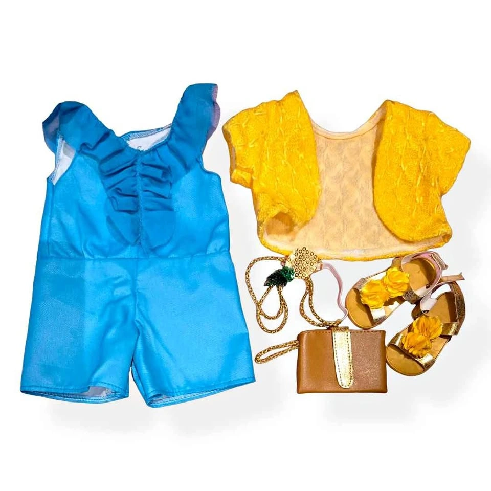 18" American Girl Doll Outfit Set: Romper, Shrug, Purse