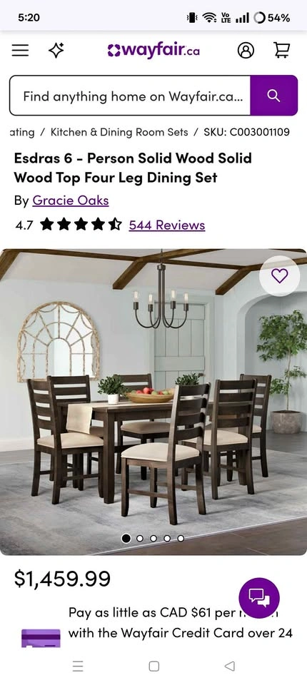 Brand New 6-Seater Solid Wood Dining Set – Wayfair