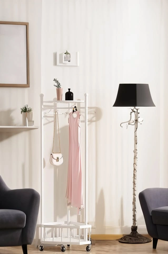WH010 A1115 Compact Cream Movable Corner Clothes Stand $52 - photo 2