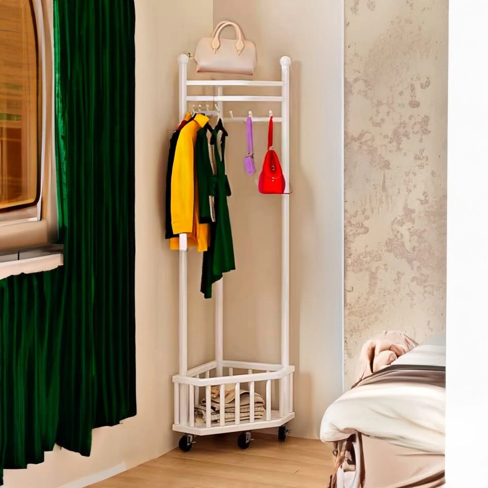 Movable Cream Corner Clothes Rack $52 - photo 2