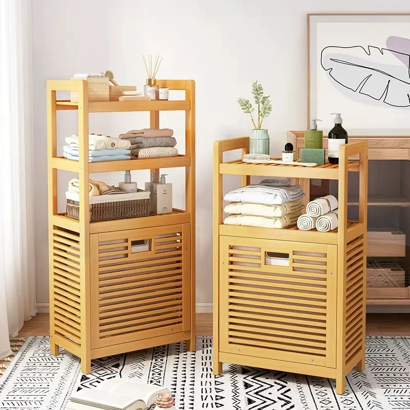 Bathroom Shelf Storage - Bamboo & Fabric - photo 2
