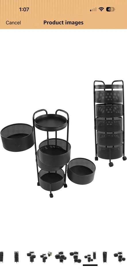 Rotating Storage Rack Kitchen Vegetable Trolley 5 Tier Basket - photo 2
