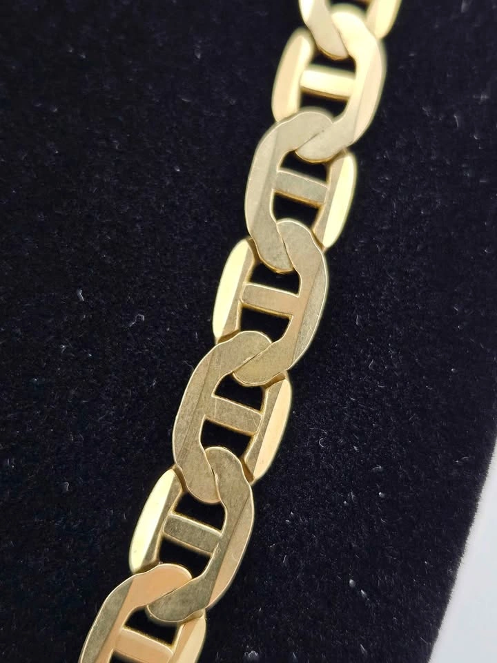 10k Yellow Gold Flat Mariner 7mm Link Chain Necklace 21" - photo 2