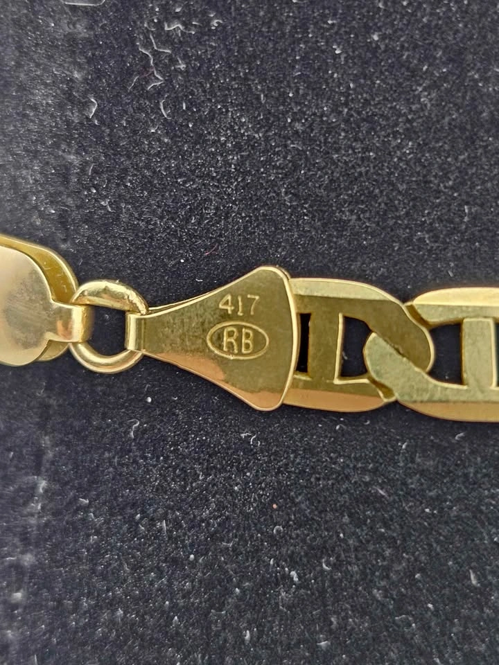 10k Yellow Gold Flat Mariner 7mm Link Chain Necklace 21" - photo 5