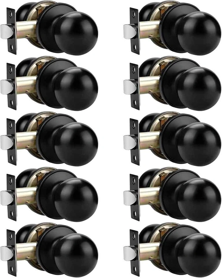 Probrico Matte Black Ball Passage Door Knobs (10 Pack)