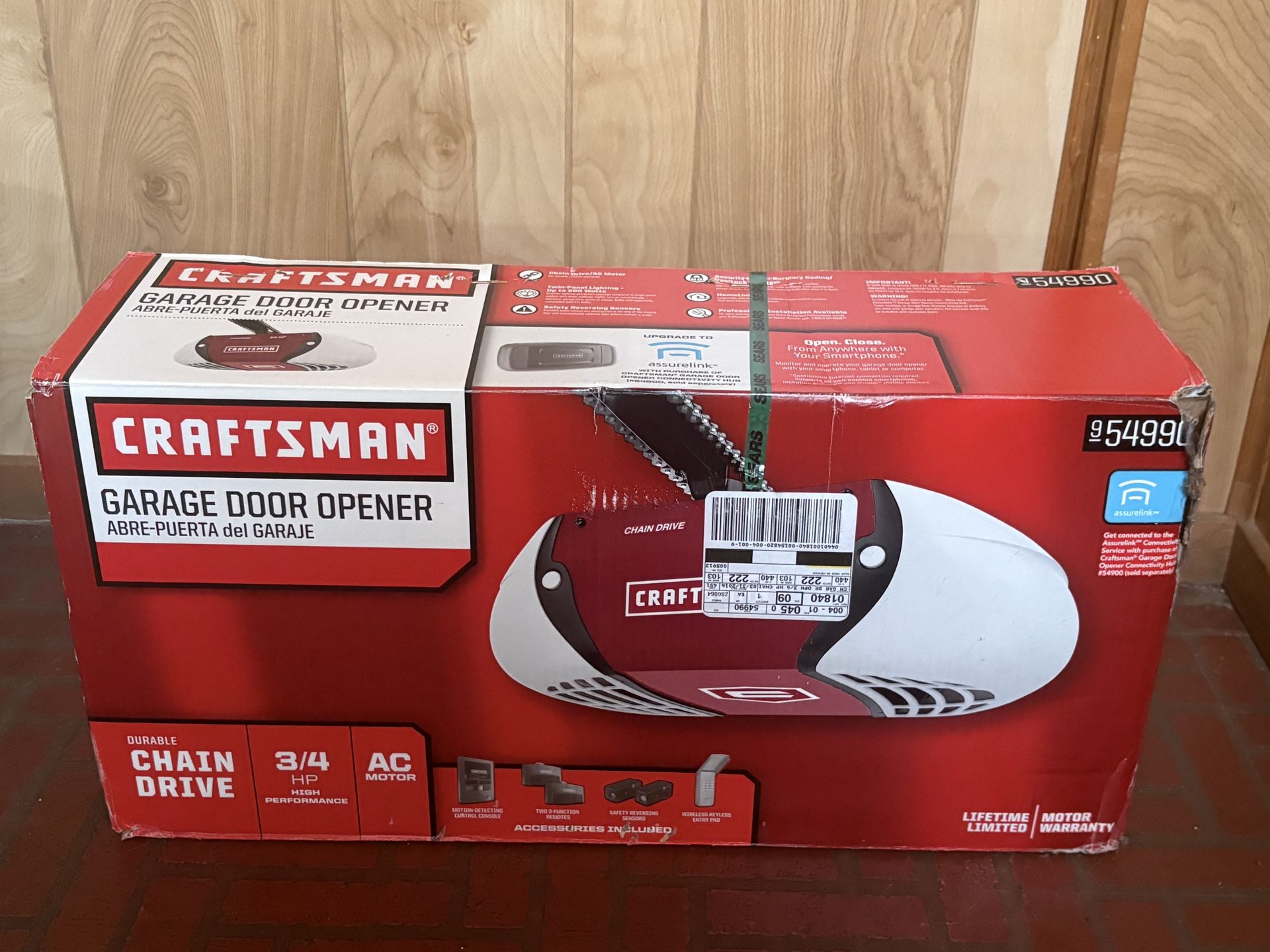 NEW Craftsman 3/4 HP Chain Drive Garage Door Opener (139.54990)