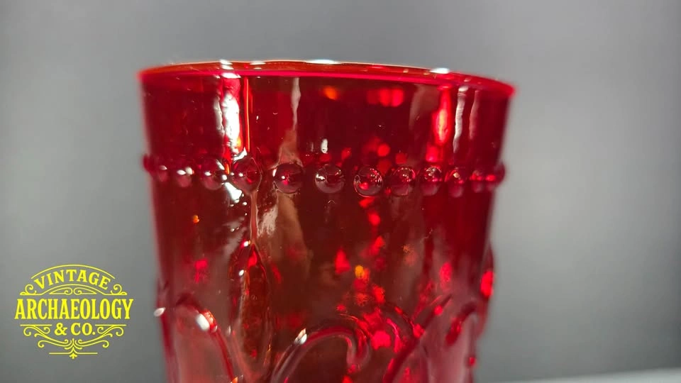 Set of 8 Ruby Red Pressed Glass Tumblers - photo 3