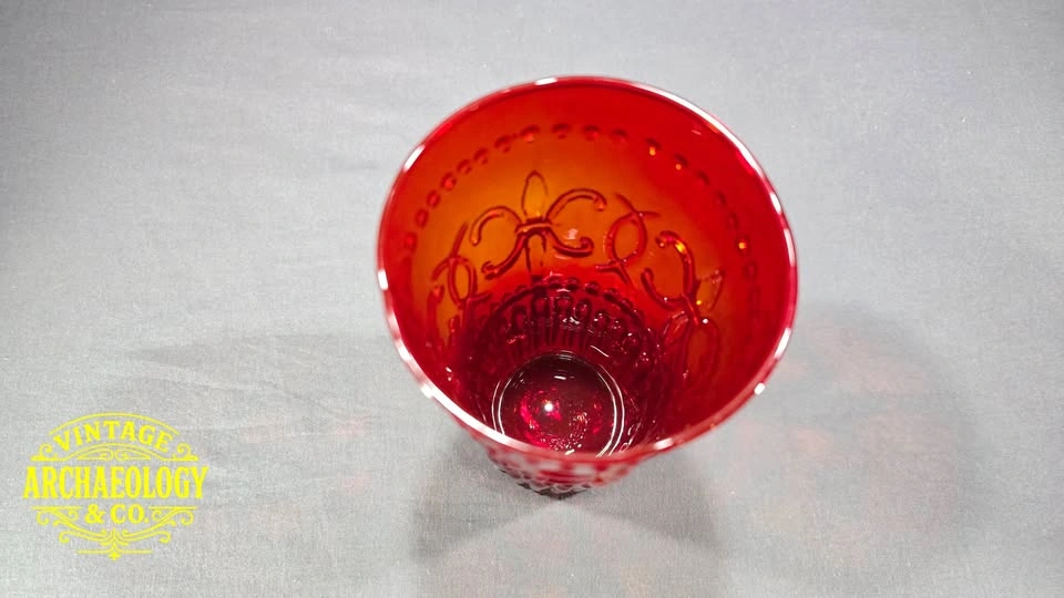 Set of 8 Ruby Red Pressed Glass Tumblers - photo 4