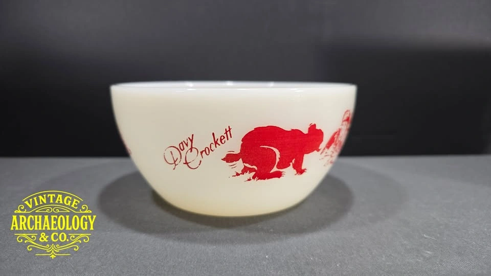Davy Crockett Fire-King Milk Glass Bowl and Mug Set - photo 4