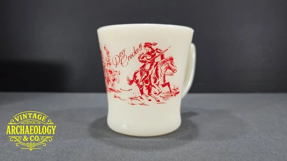 Davy Crockett Fire-King Milk Glass Bowl and Mug Set - photo 5