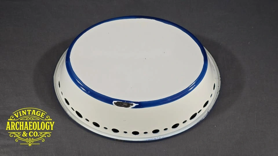 Vintage IKEA Enamelware Bowl - Blue Floral - photo 3