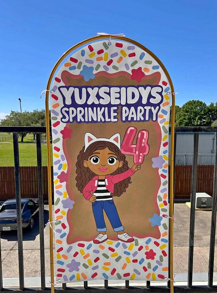 Hand-painted banners for events! Arch banners available as well.