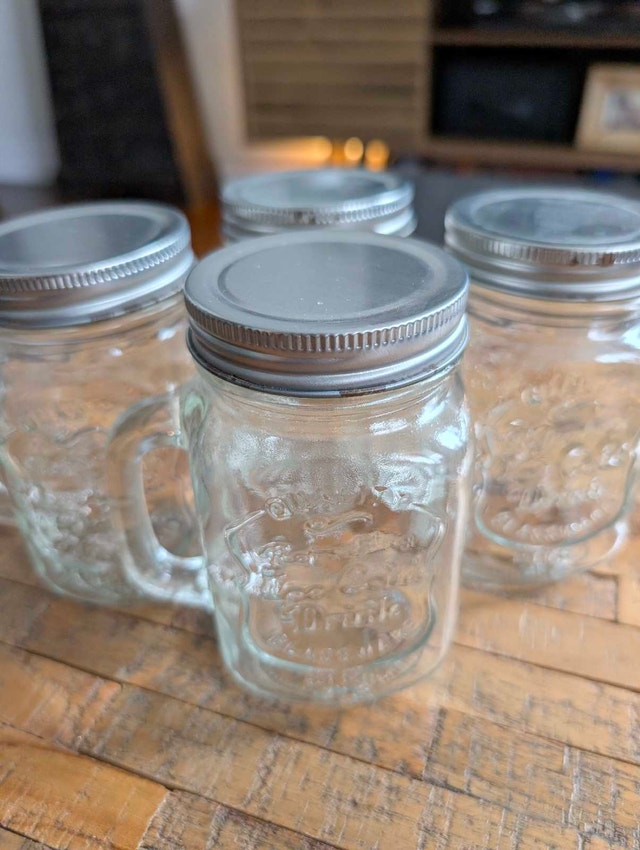 Set of 4 Mason Jar Mugs Retro Style