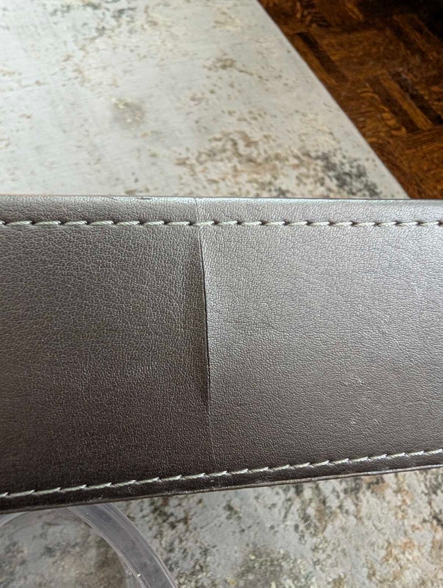 Grey Faux Leather Serving Ottoman Tray - photo 5