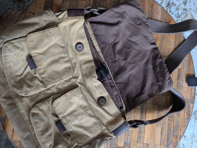 Fossil Messenger Bag Khaki Canvas Fits 15" Laptop - photo 2