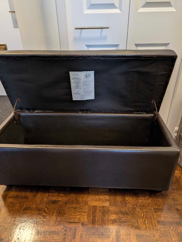 Storage Bench Espresso Faux Leather – Large Capacity - photo 2