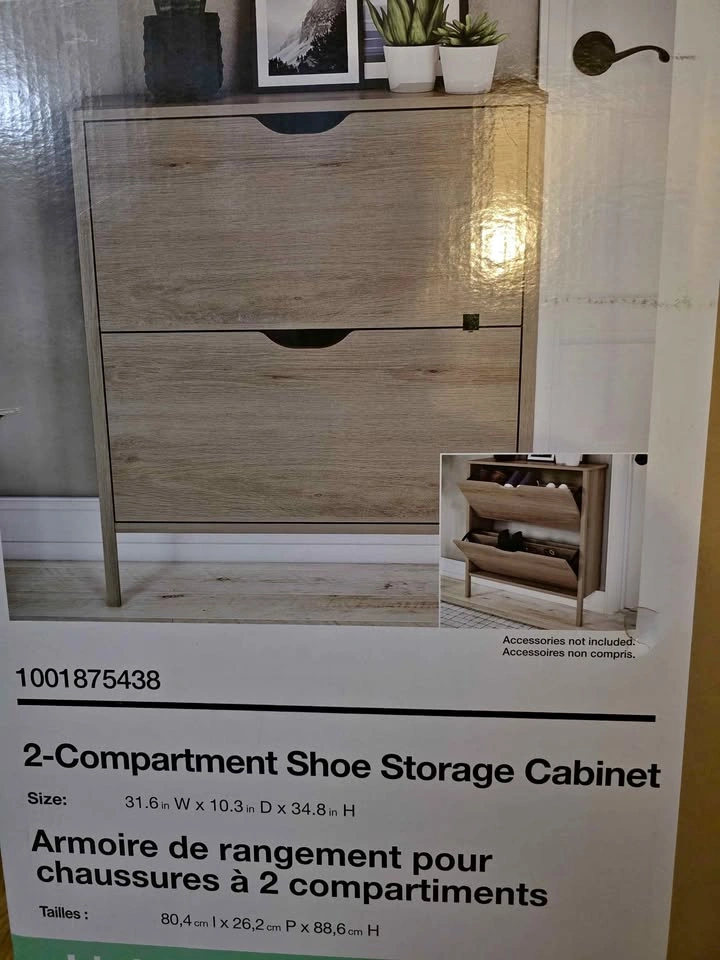 Brand New StyleWell 2-Tier Shoe Storage Cabinet (In Box)