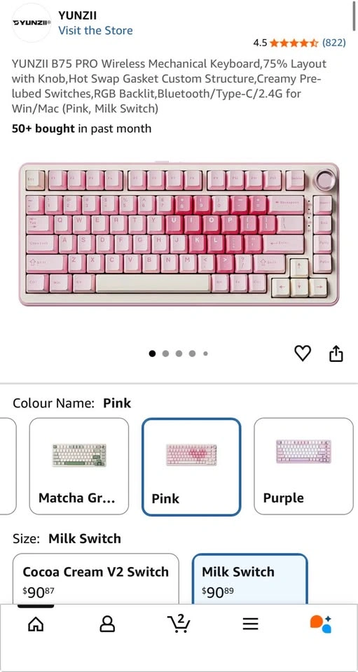 YUNZII B75 PRO Wireless Keyboard (Pink) - photo 4