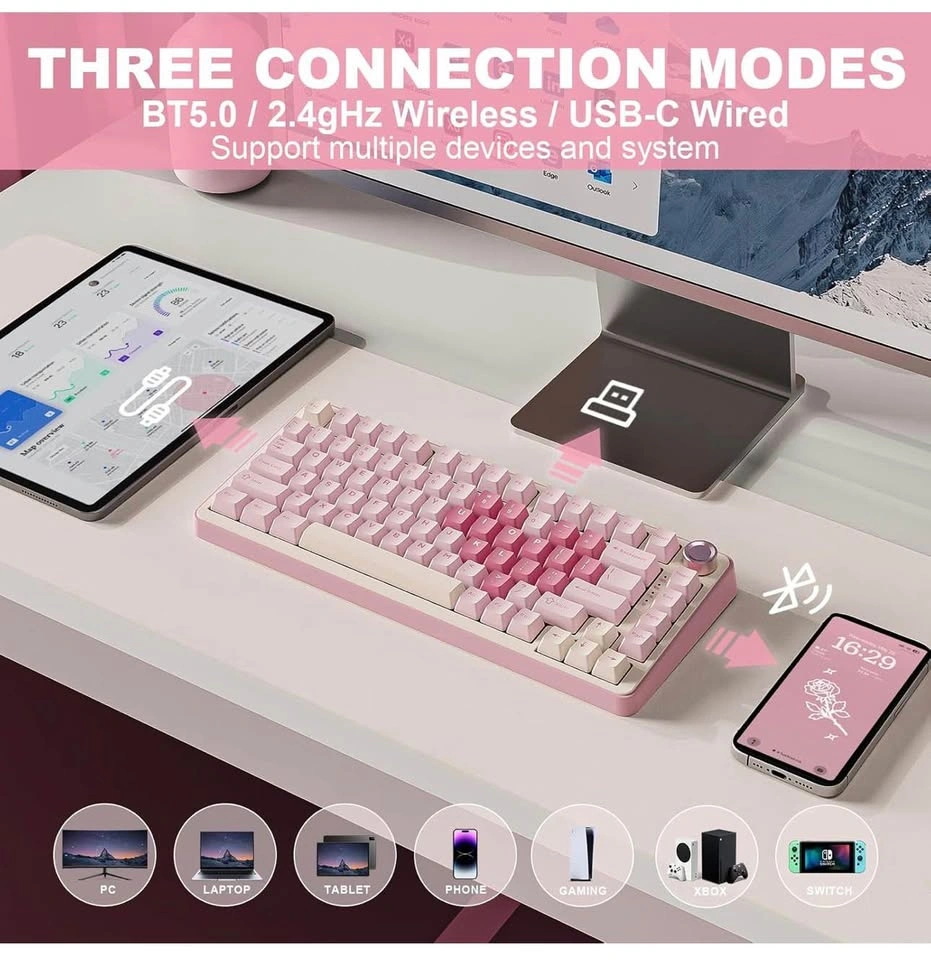 YUNZII B75 PRO Wireless Keyboard (Pink) - photo 5