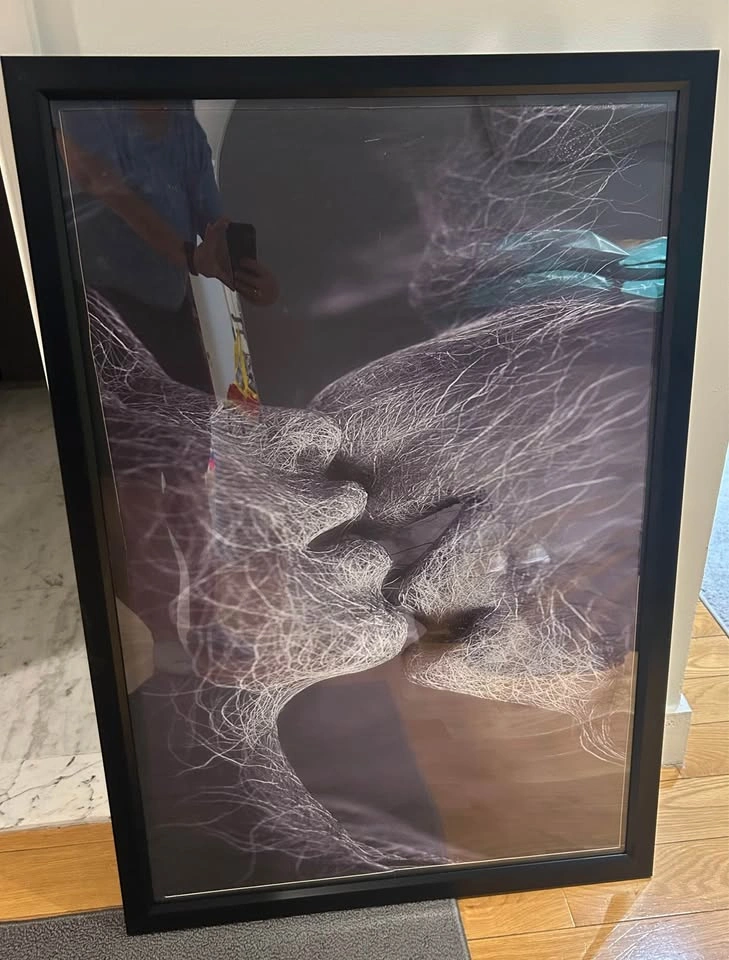 Abstract Kissing Figures Framed Art Print - photo 2