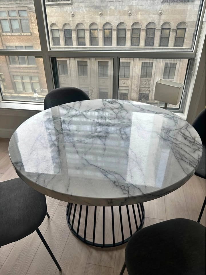 Round Faux Marble Dining Table
