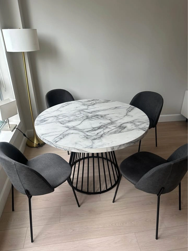 Round Faux Marble Dining Table - photo 3