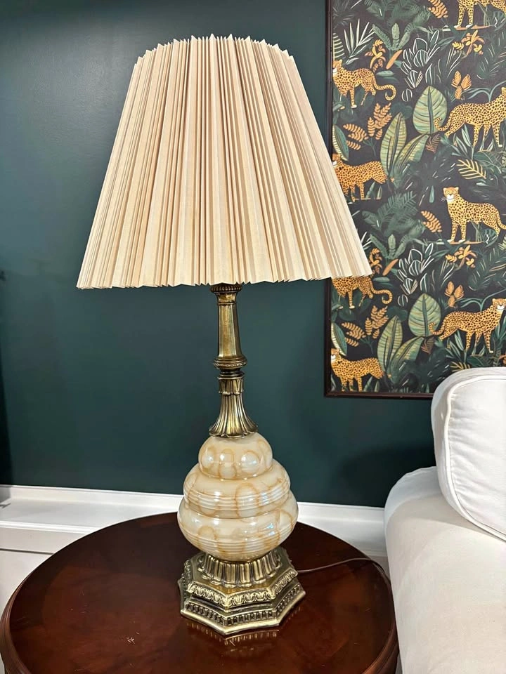 Vintage brass and glass lamp in working condition