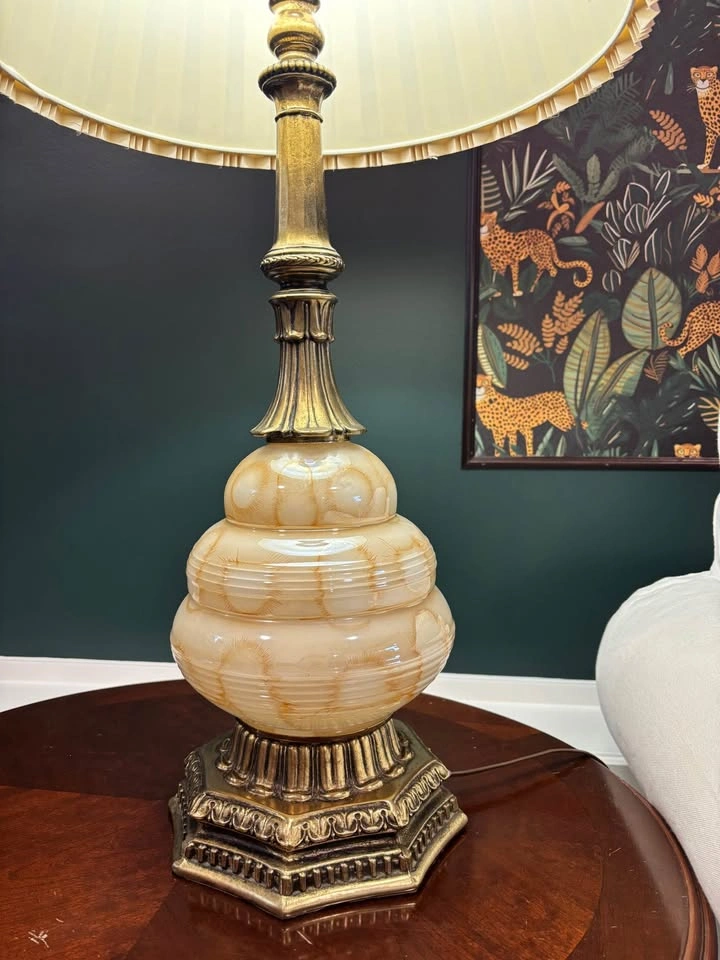 Vintage brass and glass lamp in working condition - photo 2