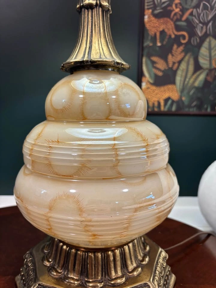 Vintage brass and glass lamp in working condition - photo 3