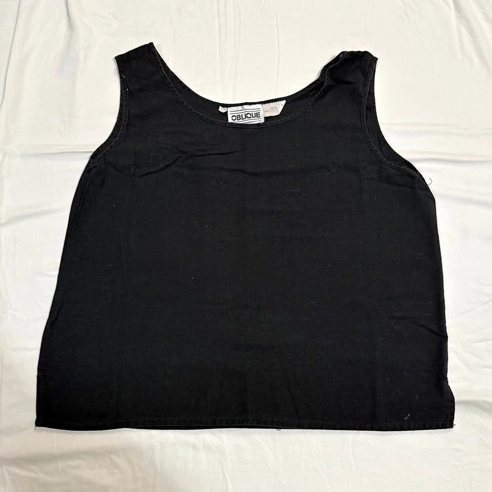 100% Cotton Vintage Boxy Tank Top - Black