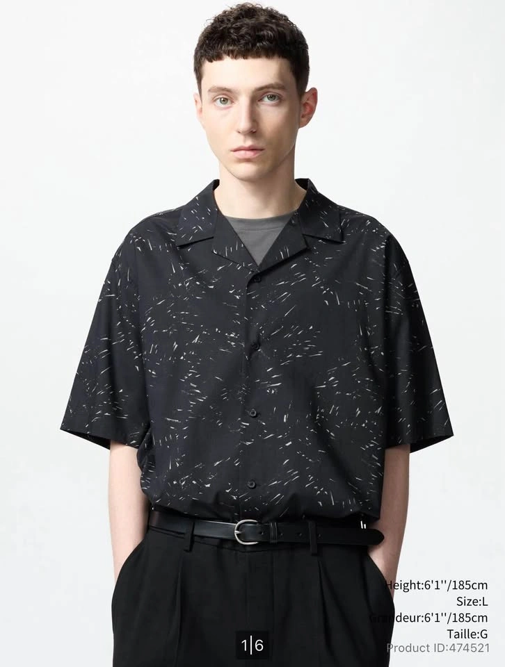 Uniqlo Short Sleeve Button-Up Shirt - Mens M - Black - photo 4