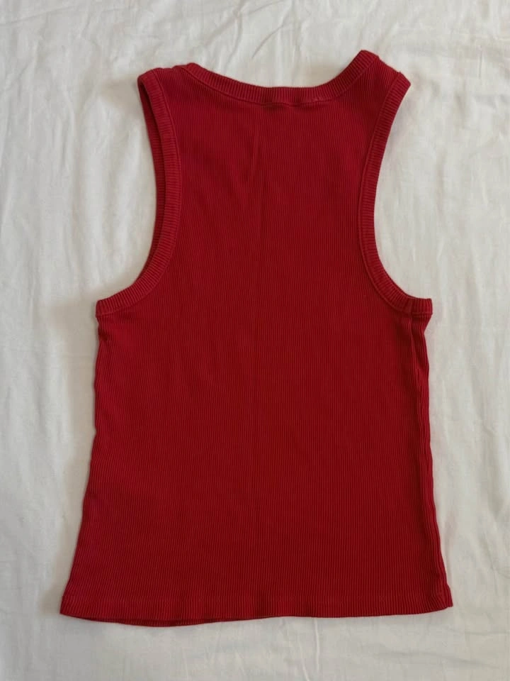 Red Ribbed Tank Top - photo 2