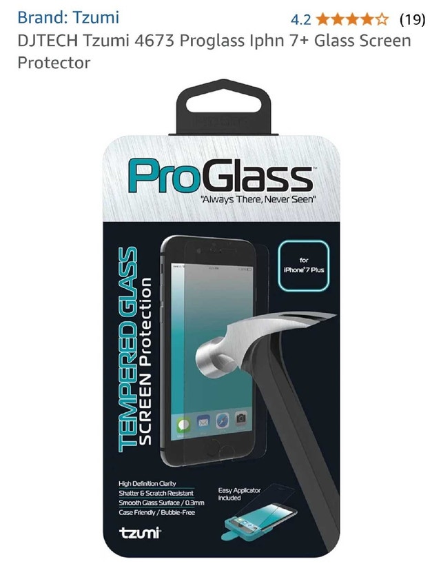 DJTECH Tzumi 4673 Proglass Iphone 7+ Glass Protector