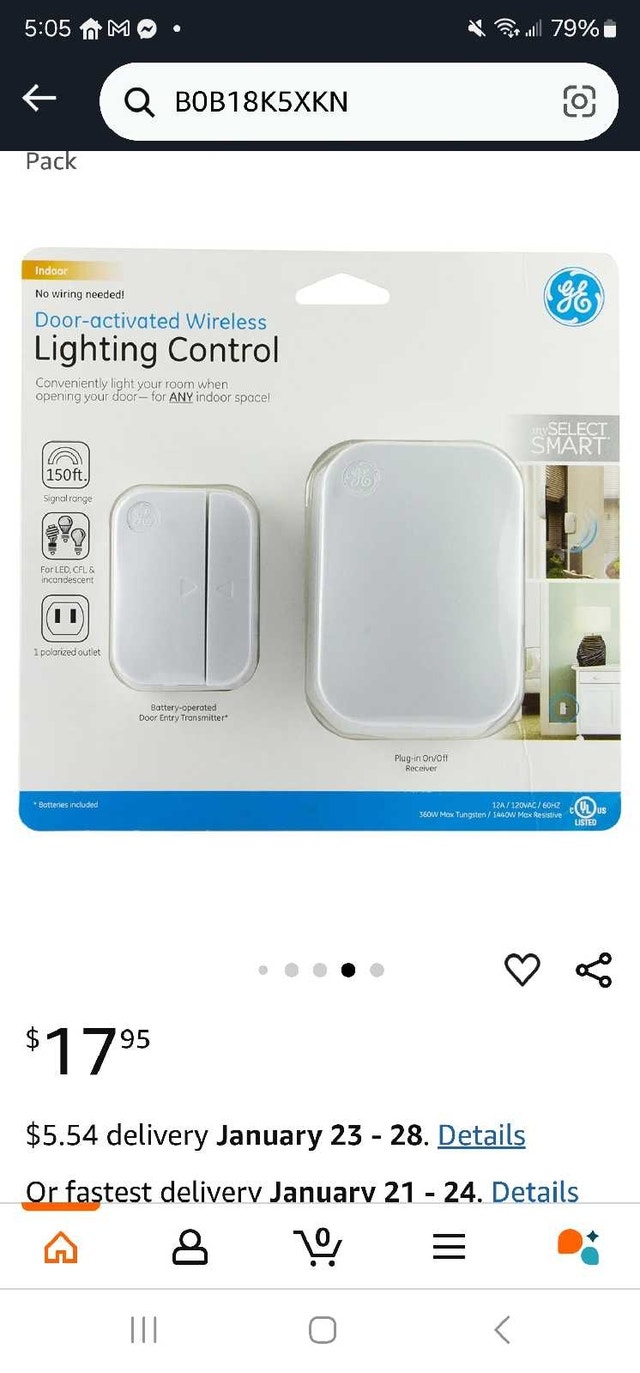 GE Wireless Control Entry Contact Sensor On/Off Timed