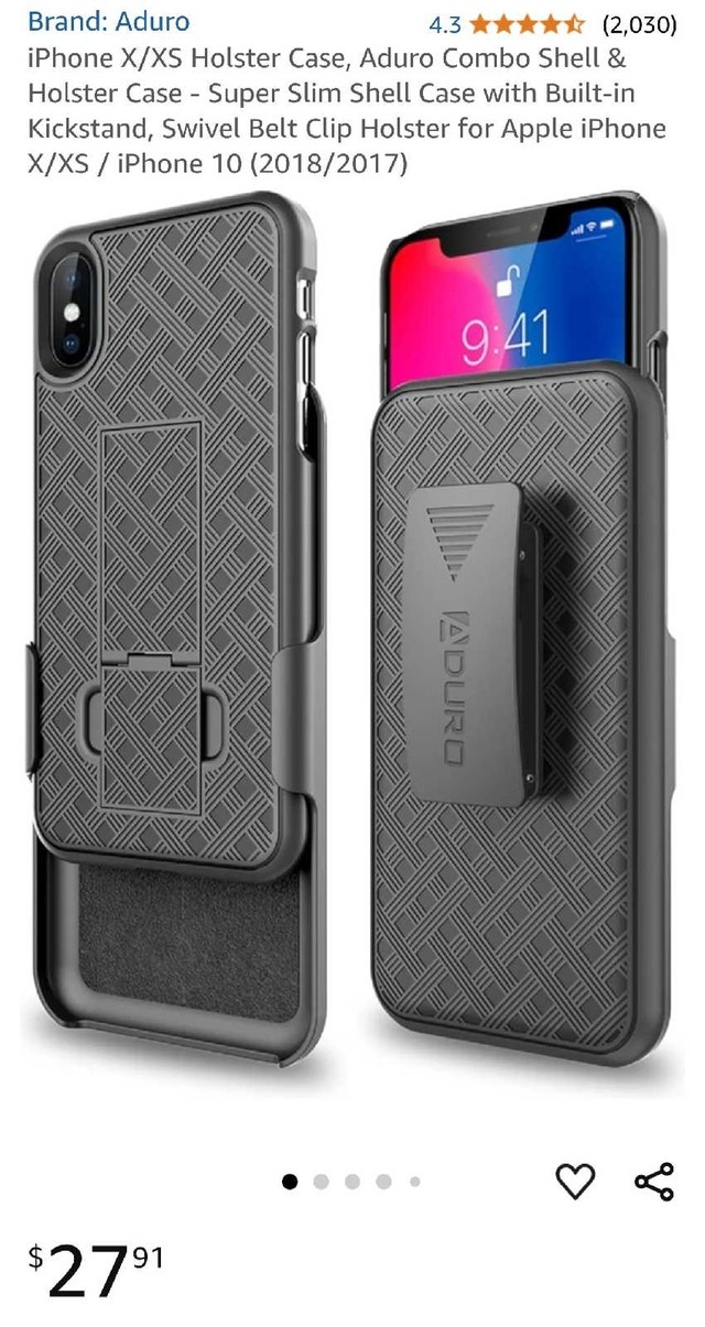iPhone X/XS Aduro Holster Case with Kickstand & Belt Clip