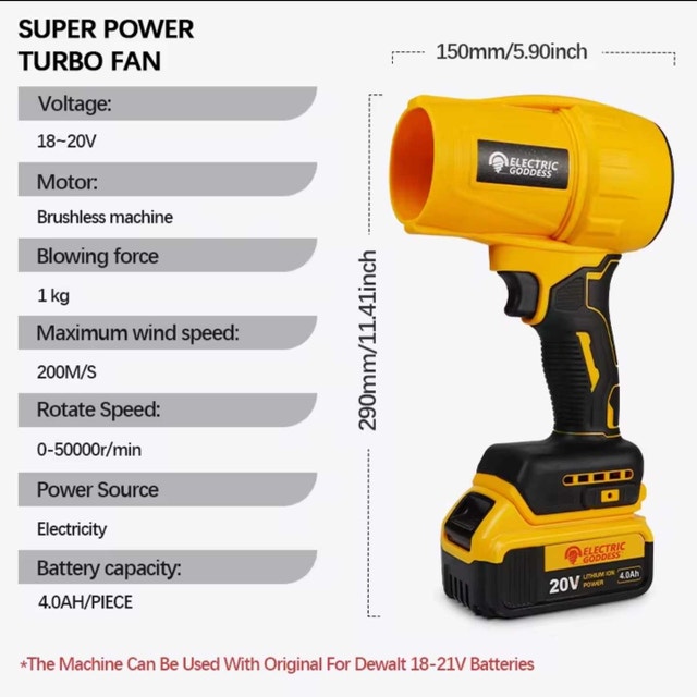 Portable Blower, Use Dewalt Batteries TOOL ONLY - photo 5