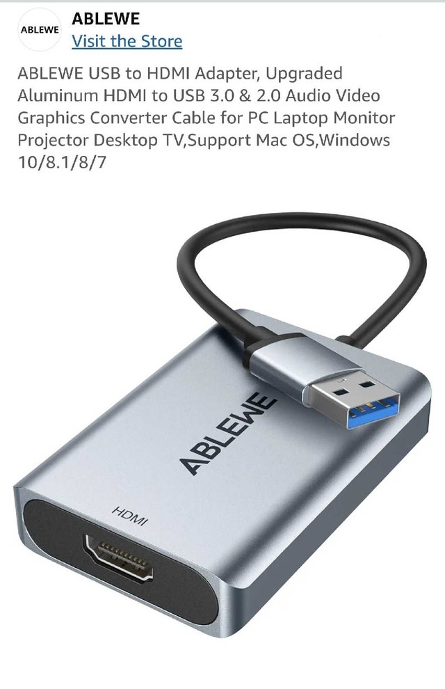 ABLEWE USB to HDMI Adapter, Upgraded Aluminum HDMI to USB 3.0